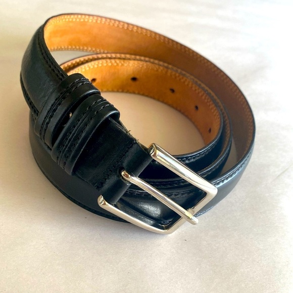 Maximilian leather Belt Black Men’s solid brass buckle 48’ Made in Italy Classic - Picture 2 of 8